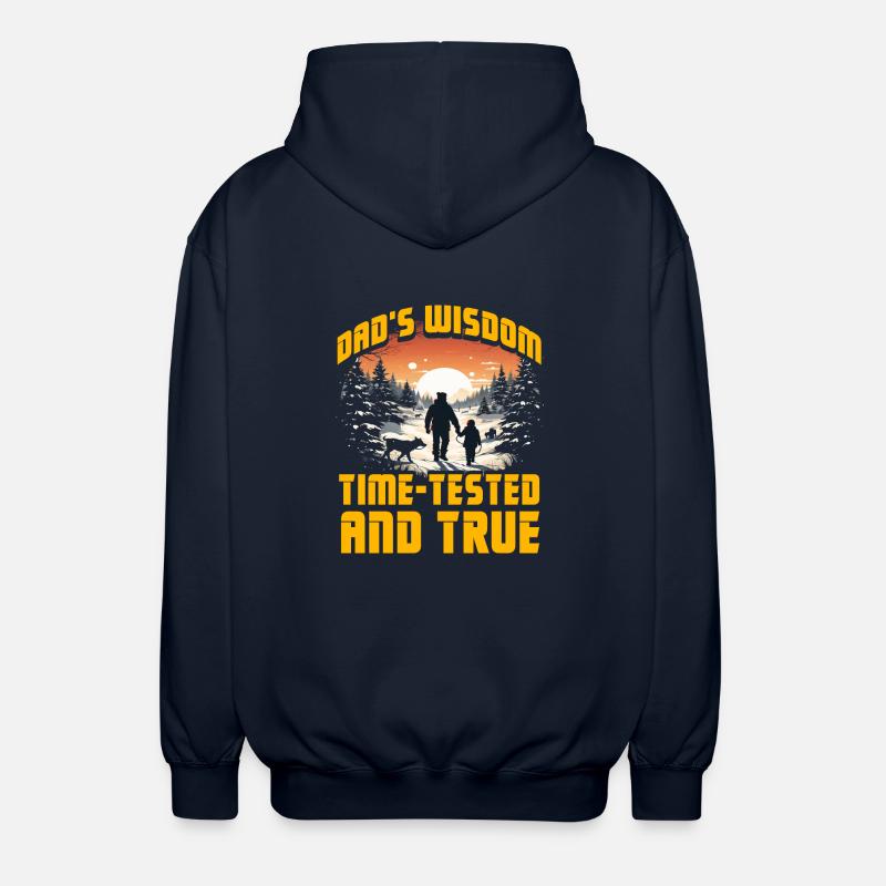 Dad's Wisdom time-tested and true - Unisex Hooded Jacket - navy