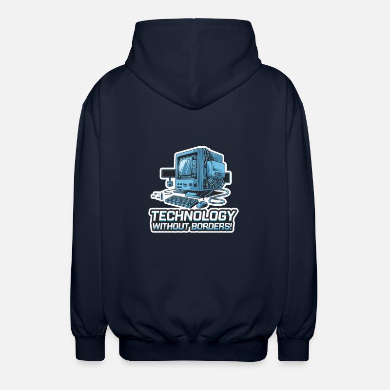 COMPUTER, WITHOUT BORDERS - Unisex Hooded Jacket - navy