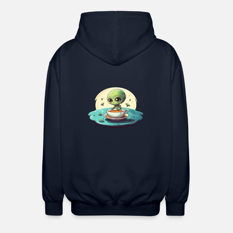 grünes alien kaffee kaffeetrinker - Unisex Kapuzenjacke - Navy