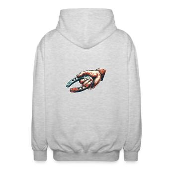 Hufeisenwerfen Horseshoe Pitching - Unisex Kapuzenjacke - Hellgrau meliert - Hinten - AI Model Male 185 light (185cm)