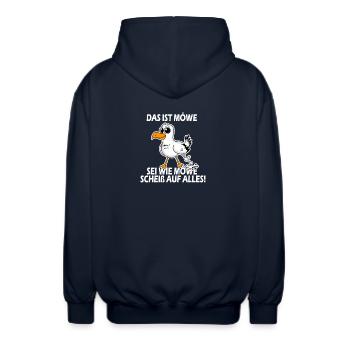 Norddeutsch Das ist Möwe lustiger Spruch - Unisex Kapuzenjacke - Navy - Hinten - AI Model Male 185 light (185cm)