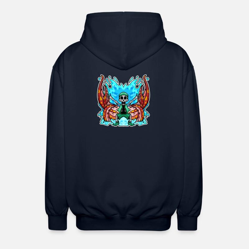 Skeleton Octopus Pirate - Unisex Hooded Jacket - navy