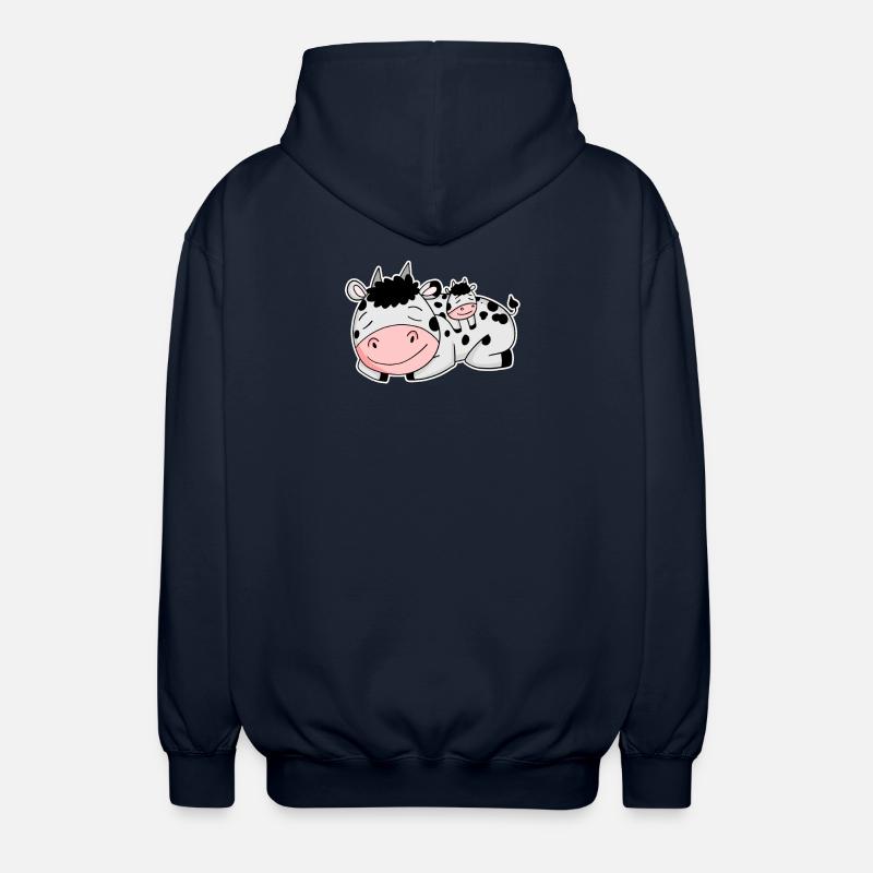 Vache avec bébé vache - Veste à capuche unisexe - marine