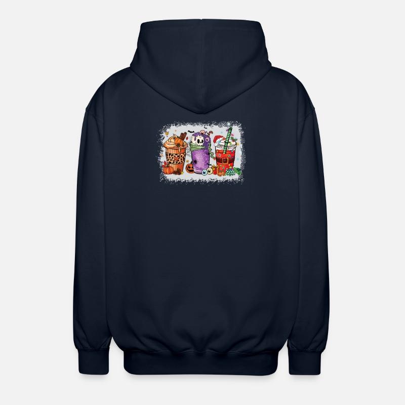 Coffee Cups Hallothanksmas Bleached - Unisex Hooded Jacket - navy