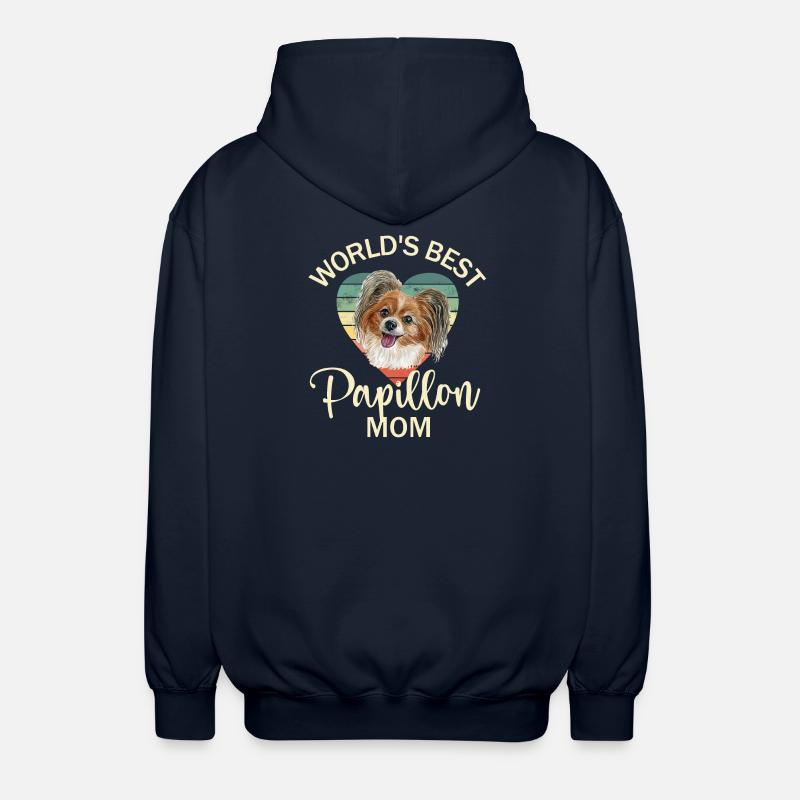 Dog Papillon Dwarf Spaniel - Unisex Hooded Jacket - navy