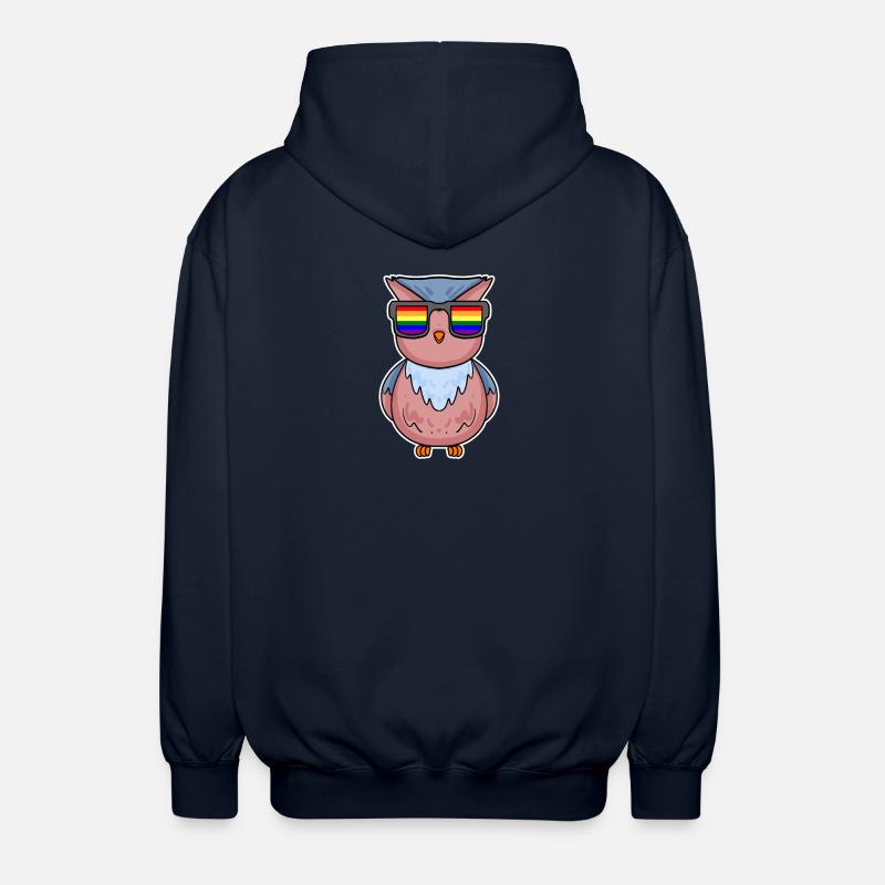 Regenbogen - Eule mit Brille - Unisex Kapuzenjacke - Navy