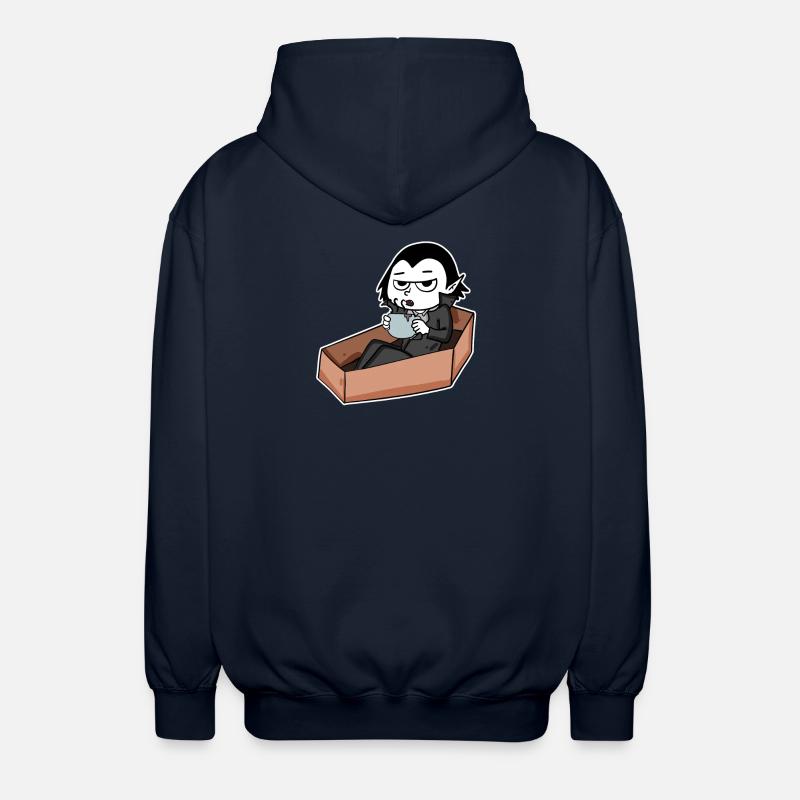 Vampire drinks coffee - Unisex Hooded Jacket - navy