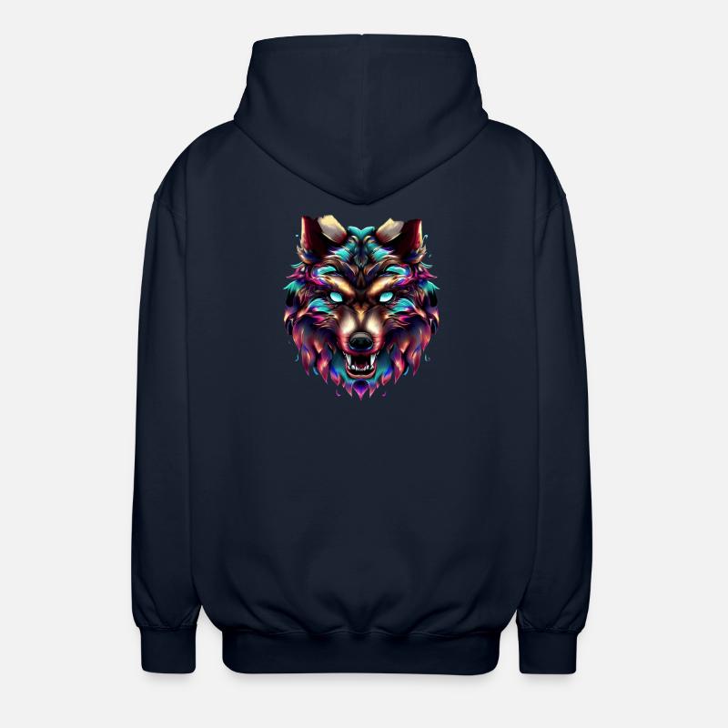 Wolf’s Head Synthwave Wolf - Veste à capuche unisexe - marine