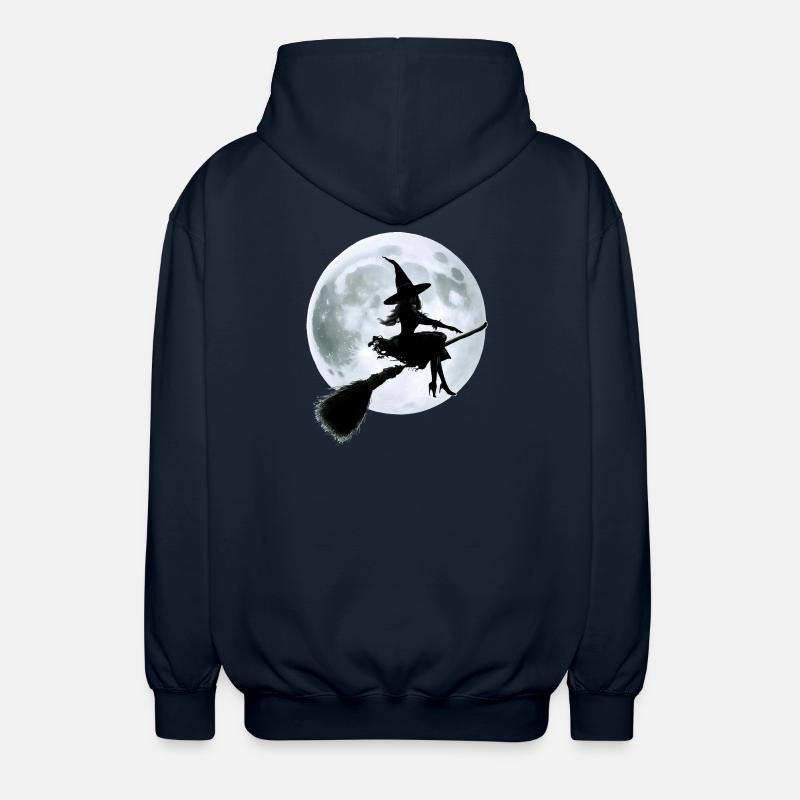 Witch on a Broom - Unisex Hooded Jacket - navy