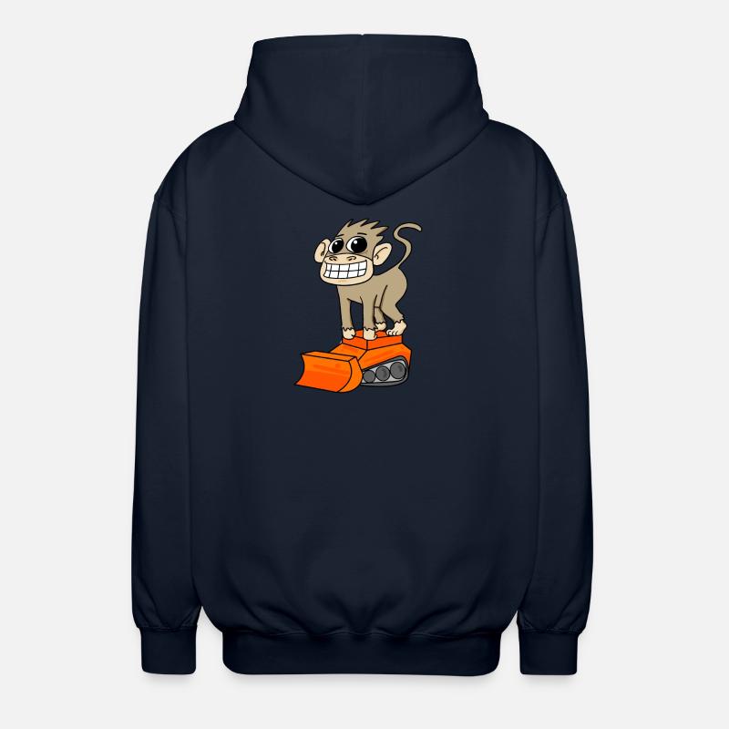 Affe Bagger Baggerfahrer Motiv - Unisex Kapuzenjacke - Navy