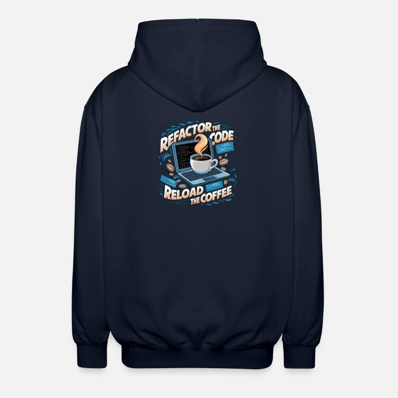 Programmers generate code from coffee - Unisex Hooded Jacket - navy