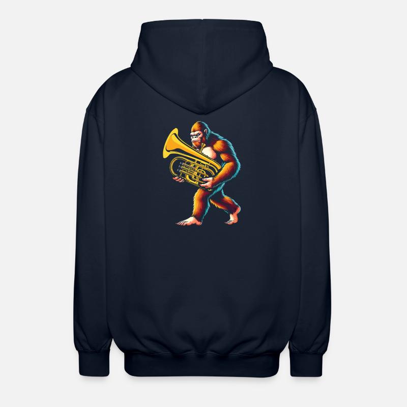 Yeti Gorilla mit Euphonium - Unisex Kapuzenjacke - Navy
