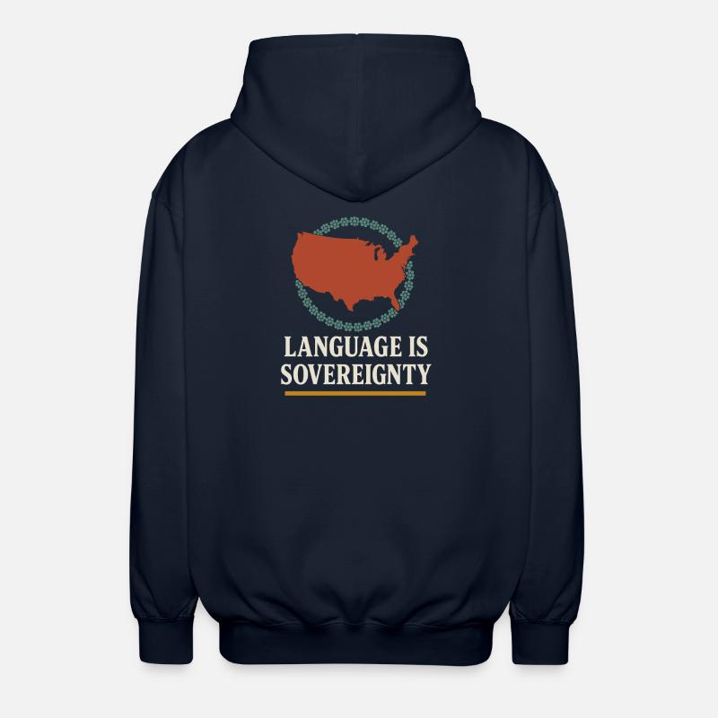 Indigenous Language Revitalization Native Speakers - Unisex Hooded Jacket - navy