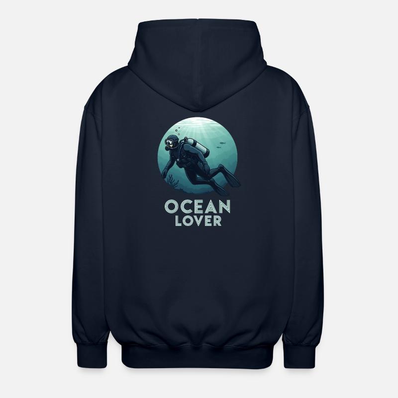 Ocean Lover Diver - Unisex Hooded Jacket - navy