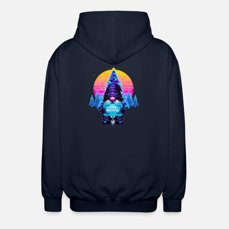 Cyberpunk Code Wichtel - Synthwave Xmas Nerd - Unisex Kapuzenjacke - Navy
