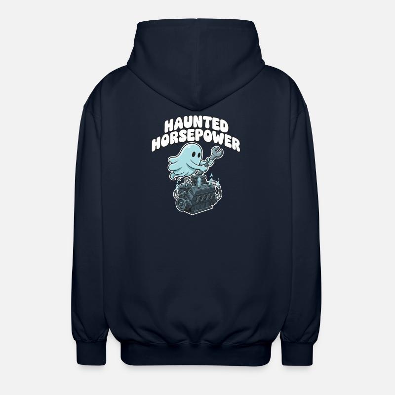Ghost Engine Haunting Engine Cartoon - Unisex Hooded Jacket - navy