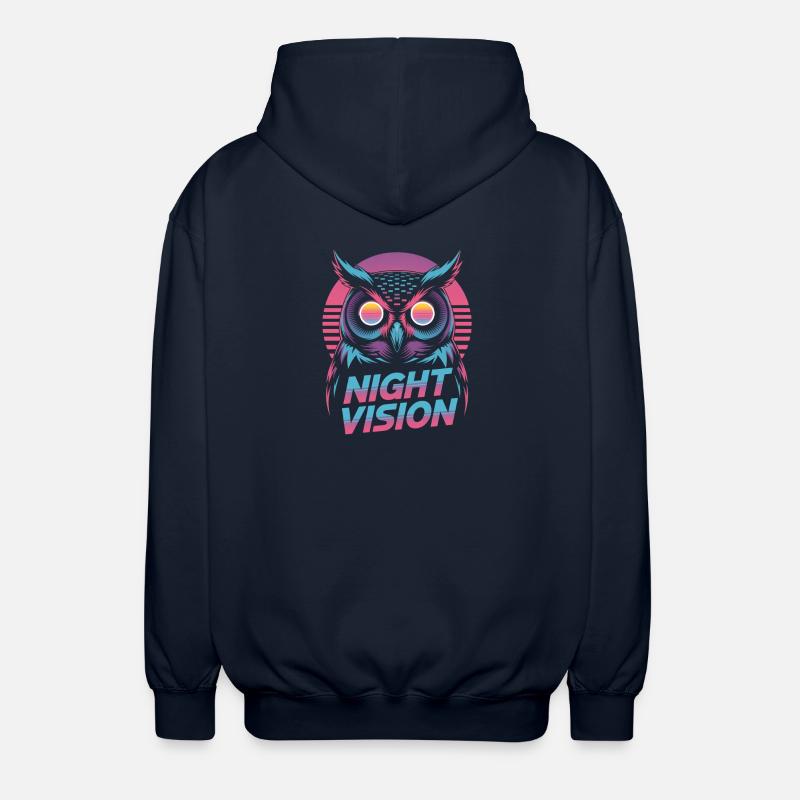 Night Vision Eule Retro Synthwave Nacht - Unisex Kapuzenjacke - Navy