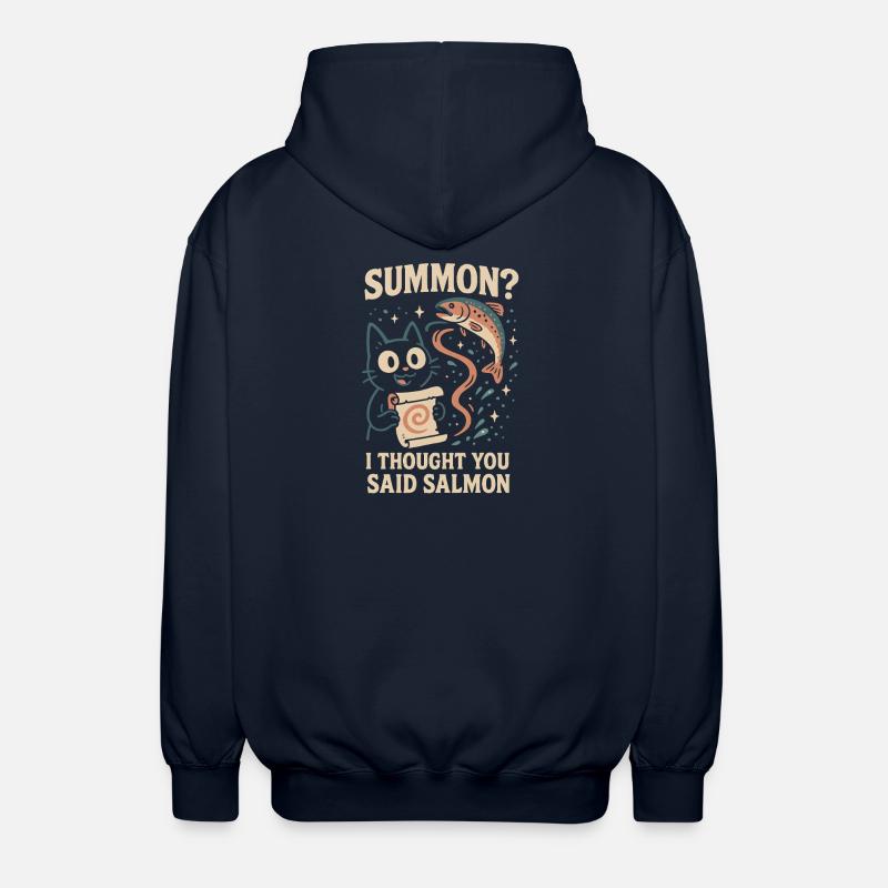 Invoquer du saumon ? | Chat Flippant Mignon - Veste à capuche unisexe - marine
