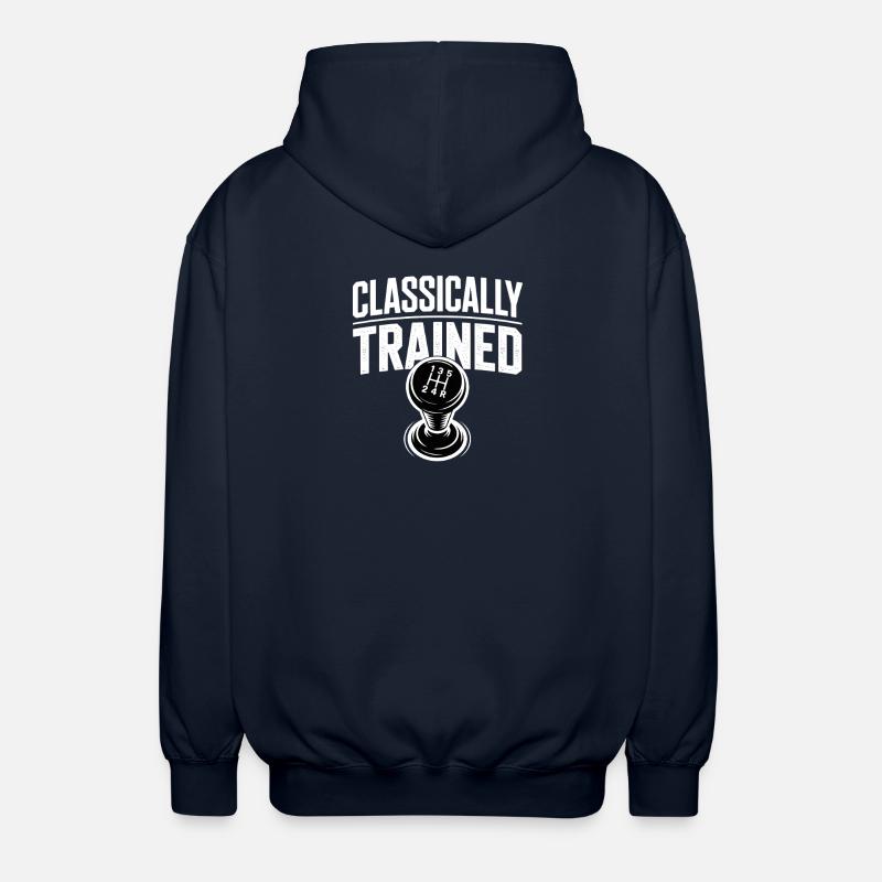 Classically Trained Auto Manual Transmission - Unisex Hooded Jacket - navy
