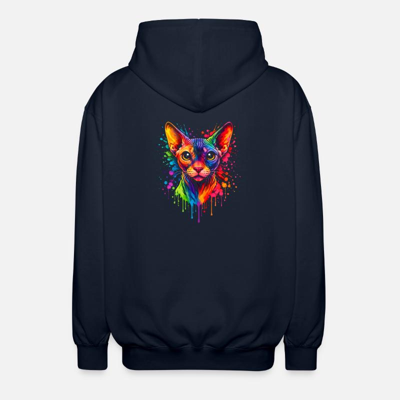 Sphynx Neon | Katzenkunst Pop Art - Unisex Kapuzenjacke - Navy