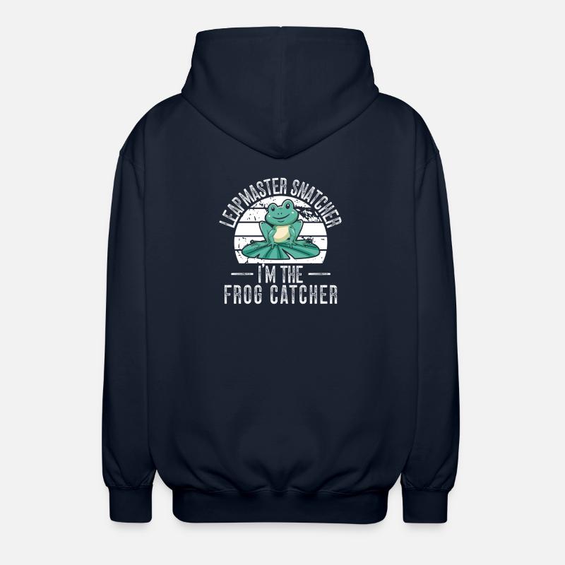 Frog Catcher Leapmaster Snatcher Frog - Unisex Hooded Jacket - navy