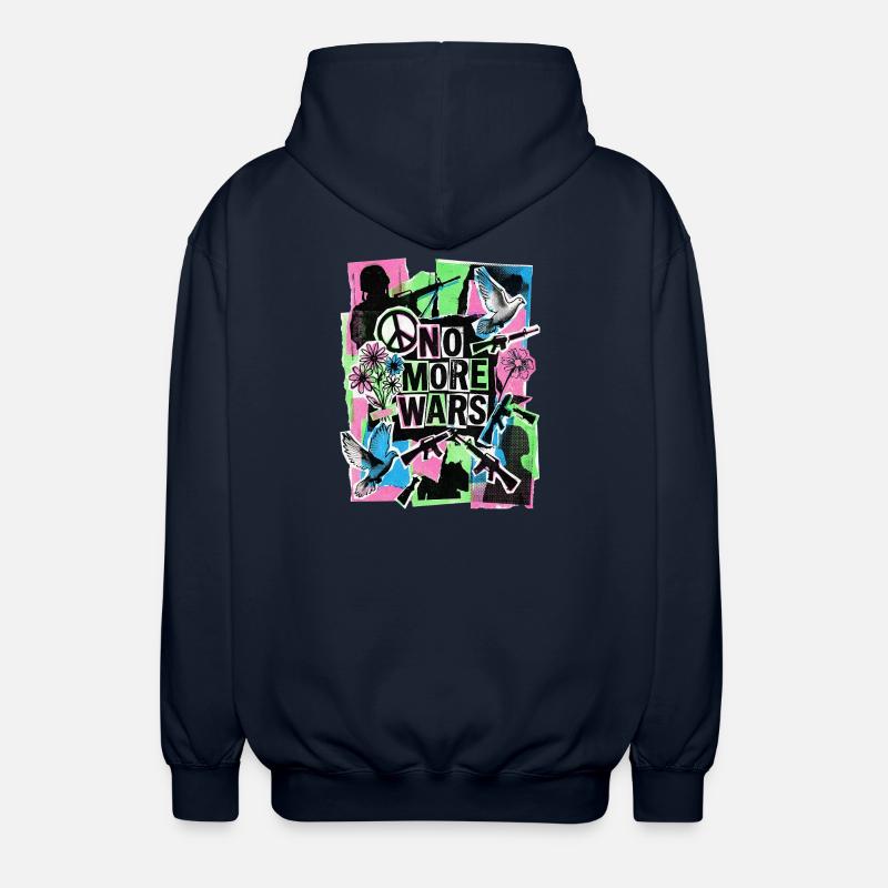 Peace: Never again war - Unisex Hooded Jacket - navy