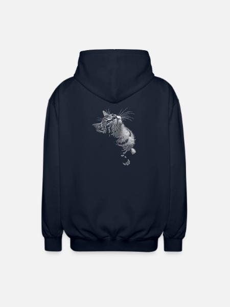 Graustufen Katzenschnurrer Blick - Unisex Kapuzenjacke - Navy