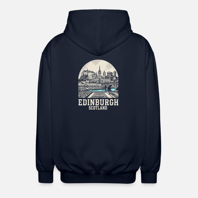 Edinburgh Skyline Blue River - Unisex Hooded Jacket - navy