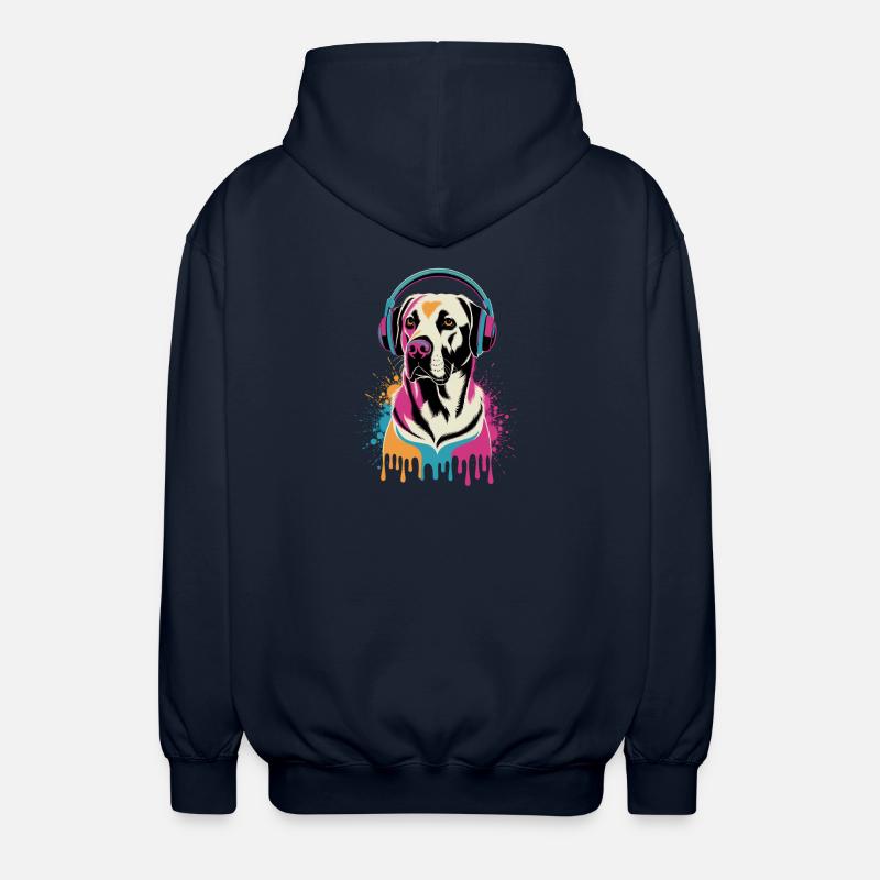 Labrador mit Kopfhörern - Unisex Kapuzenjacke - Navy