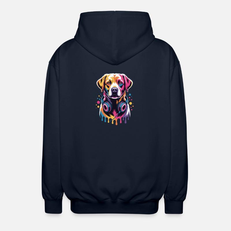 Labrador mit Kopfhörern - Unisex Kapuzenjacke - Navy