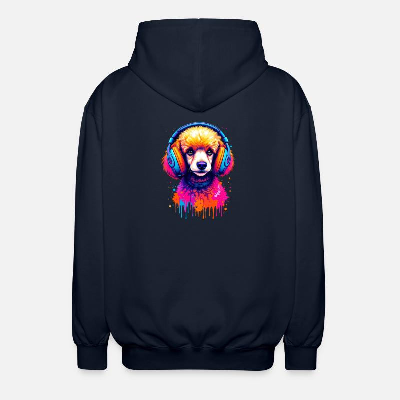 Pudel mit Kopfhörer - Unisex Kapuzenjacke - Navy