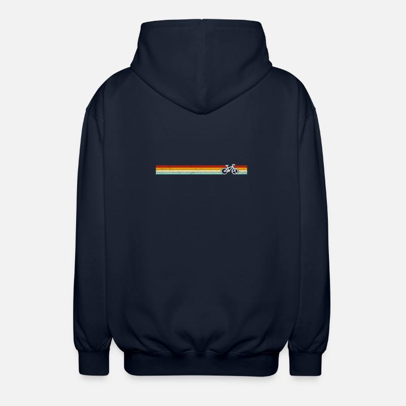 Retro Stripes Bicycle on Gradient Banner - Unisex Hooded Jacket - navy