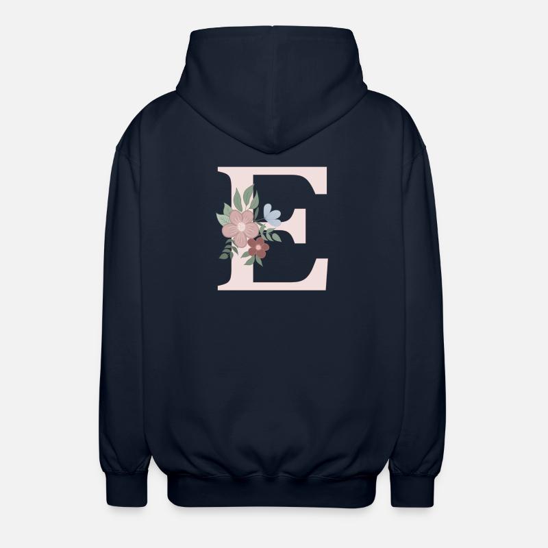 Lettre E avec fleur rose - Veste à capuche unisexe - marine