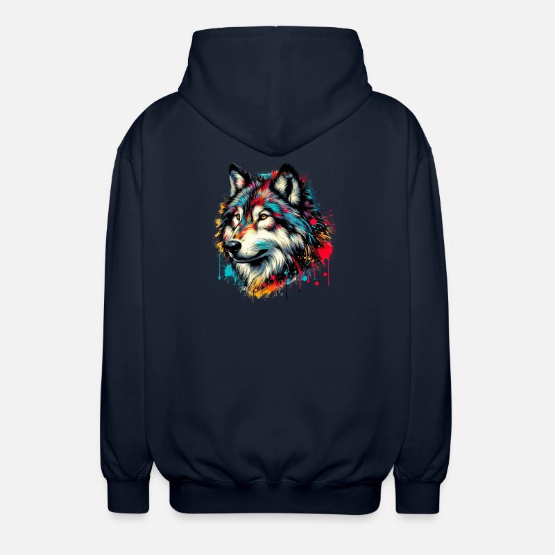 Wolf - Unisex Hooded Jacket - navy