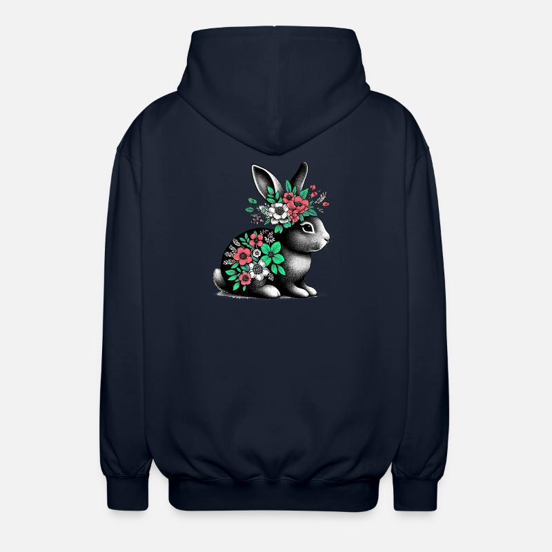 Lapin aux fleurs - Veste à capuche unisexe - marine