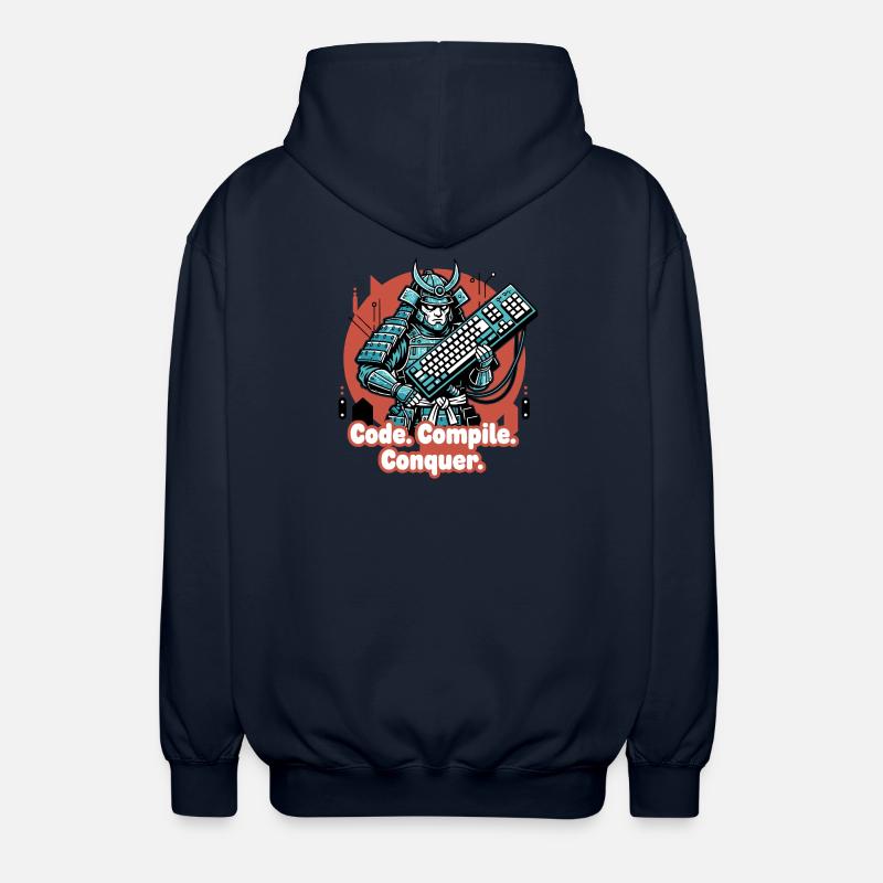 Code Battle Samurai with Keyboard - Unisex Hooded Jacket - navy