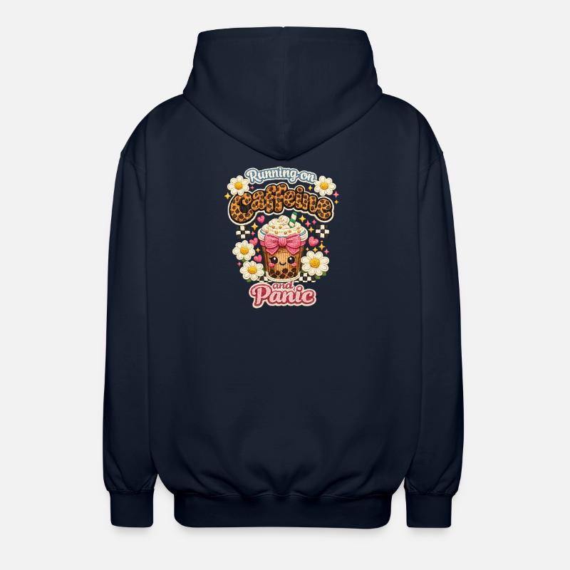 Coffee Chaos Patch Leopard Latte - Unisex Hooded Jacket - navy