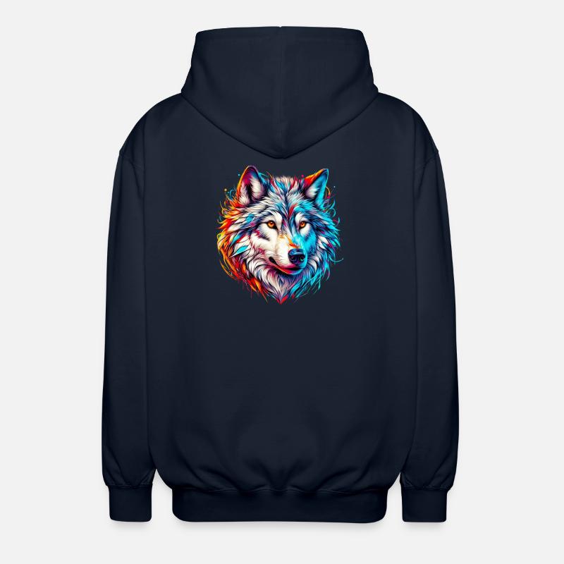 Wolf - Unisex Hooded Jacket - navy