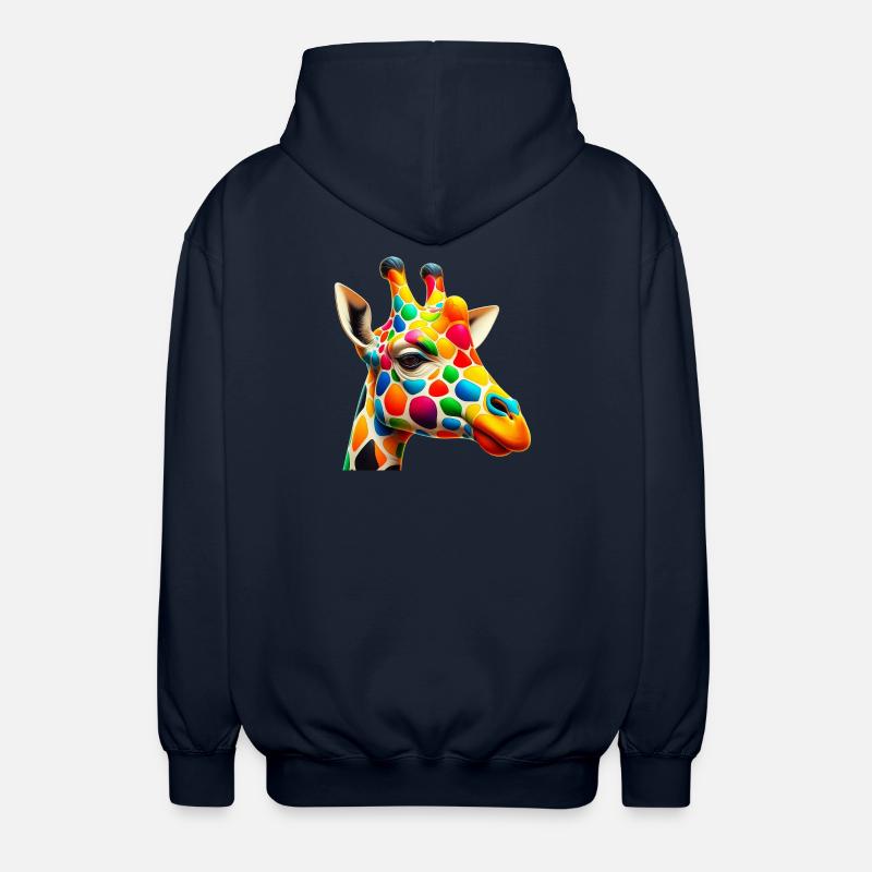 Girafe colorée et peinte comme Arlequin - Veste à capuche unisexe - marine