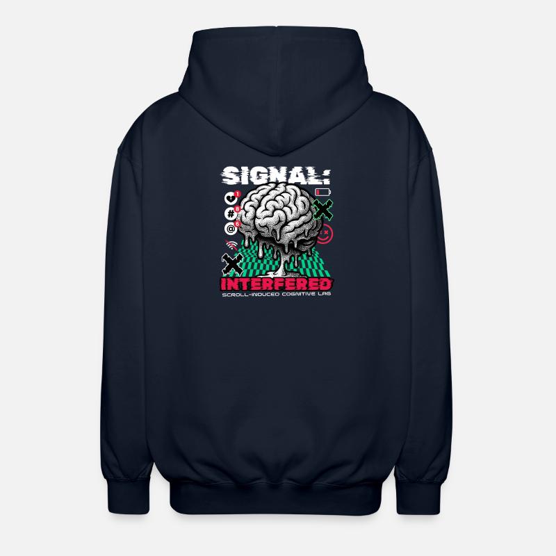 Brain - Signal Interfered - Unisex Hooded Jacket - navy
