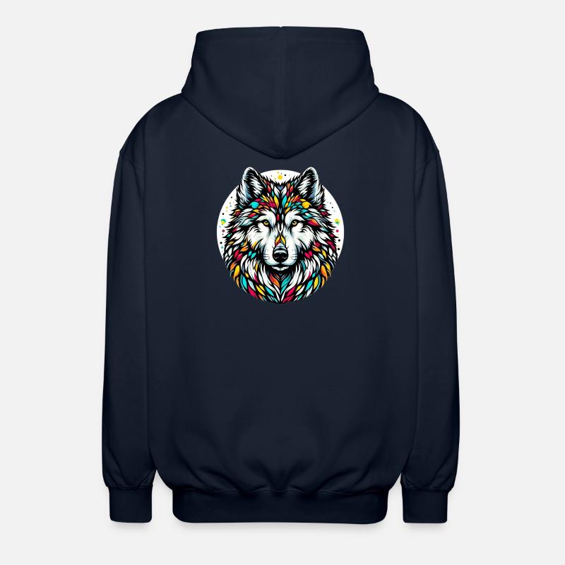 Wolf - Unisex Hooded Jacket - navy