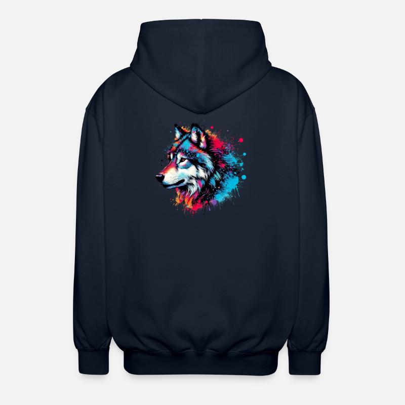 Wolf - Unisex Hooded Jacket - navy