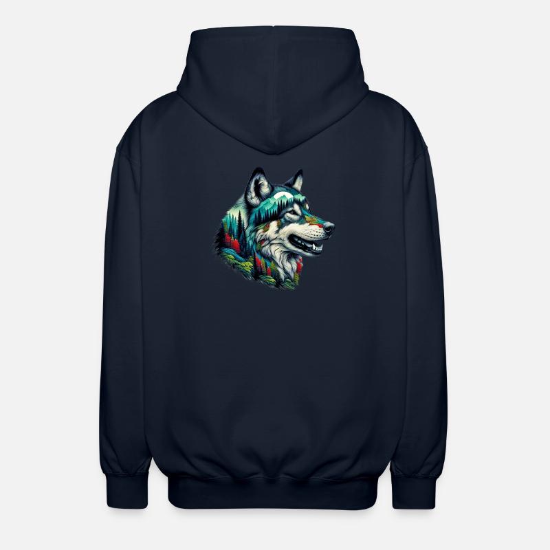 Wolf - Unisex Hooded Jacket - navy