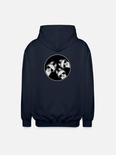 Tre Lama Fighe, Distintivo a Cerchio di Occhiali da Sole Divertente - Felpa unisex con cappuccio - blu scuro