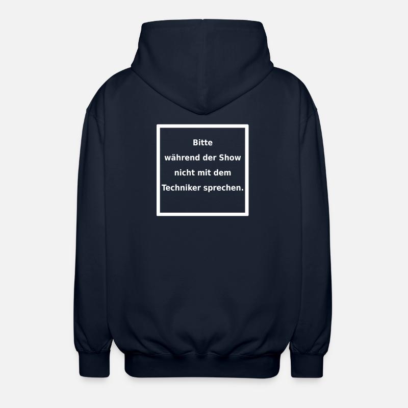 Warnhinweis: Techniker. (weiss) - Unisex Kapuzenjacke - Navy