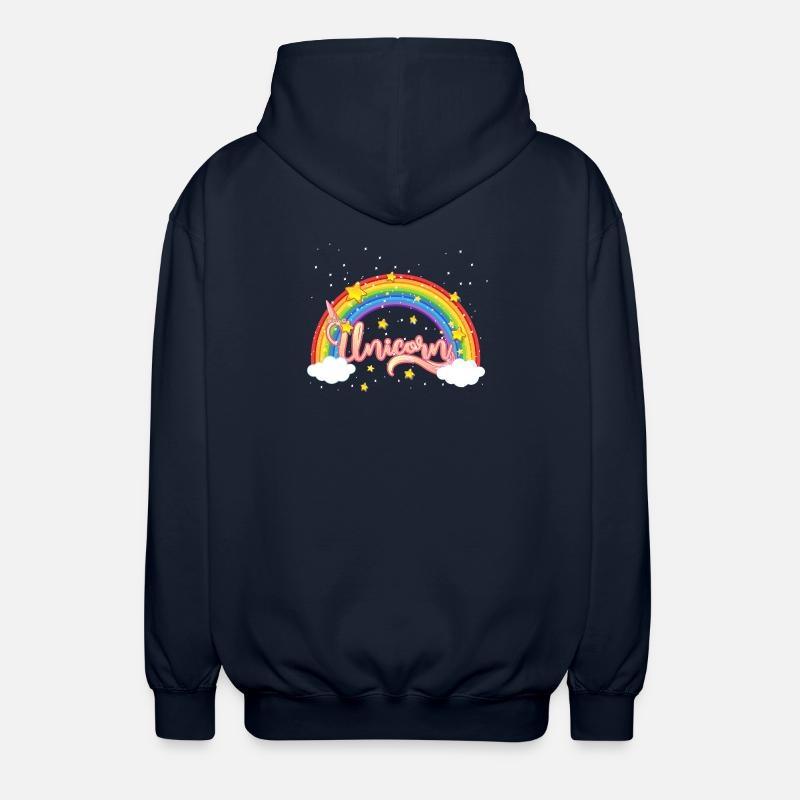Bunter Regenbogen mit Einhornschriftzug - Unisex Kapuzenjacke - Navy