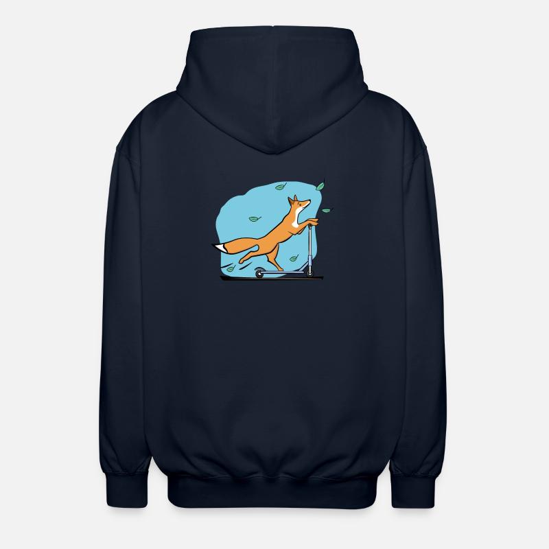 Fuchs mit Roller - Unisex Kapuzenjacke - Navy
