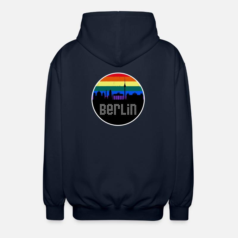 Berlin Skyline Regenbogen - Unisex Kapuzenjacke - Navy