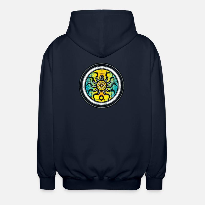 Abstract Octopus with Mandala Pattern - Unisex Hooded Jacket - navy