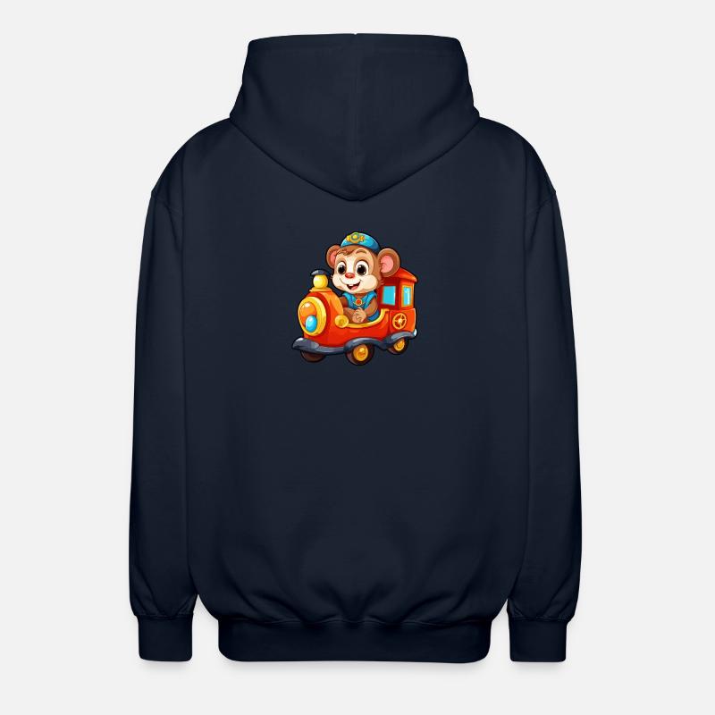Affe Eisenbahn Schimpanse Affe fährt Eisenbahn - Unisex Kapuzenjacke - Navy